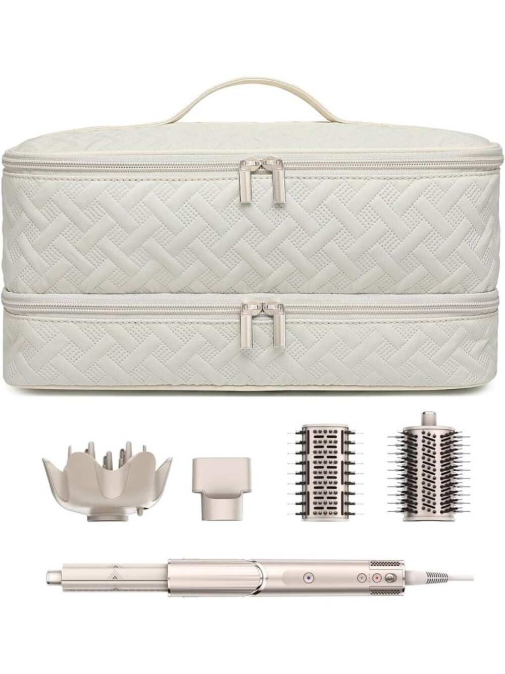 Double-Layer Travel Case for Hair Dryer Brush & Styling Tools - Portable